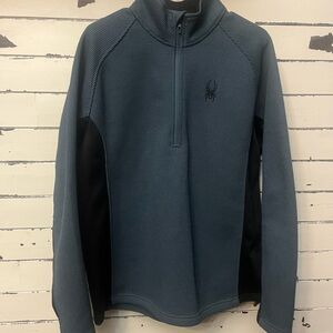Spyder Teal and Black Quarter-Zip Men’s Pullover size Large. Like New Condition